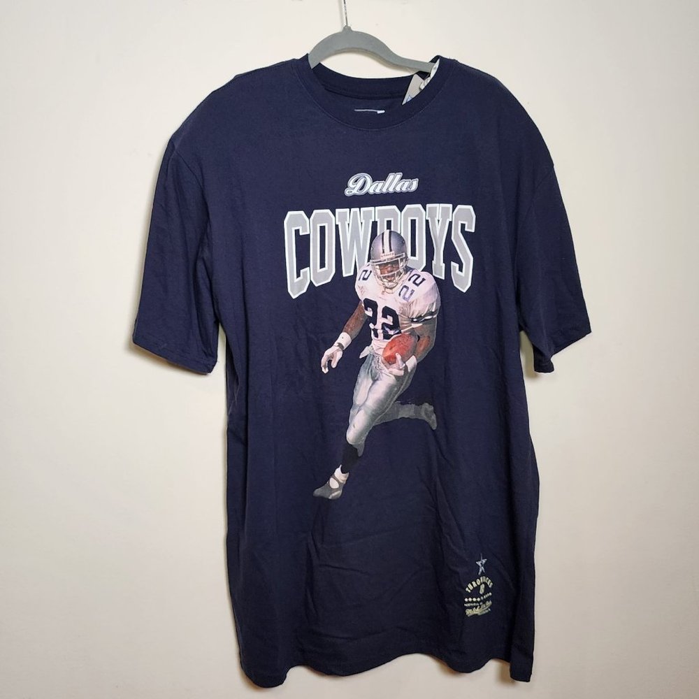 Emmitt Smith Mitchell & Ness Throwback Tshirt Blue White Men's XLT New